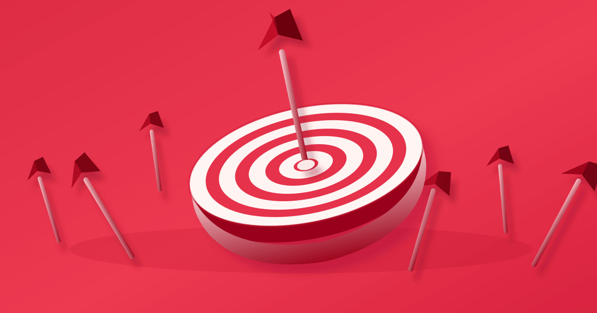 A red target with arrows landing near the center